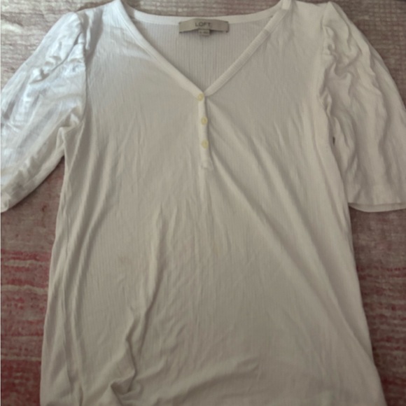 LOFT White Ribbed Tee - Picture 2 of 3